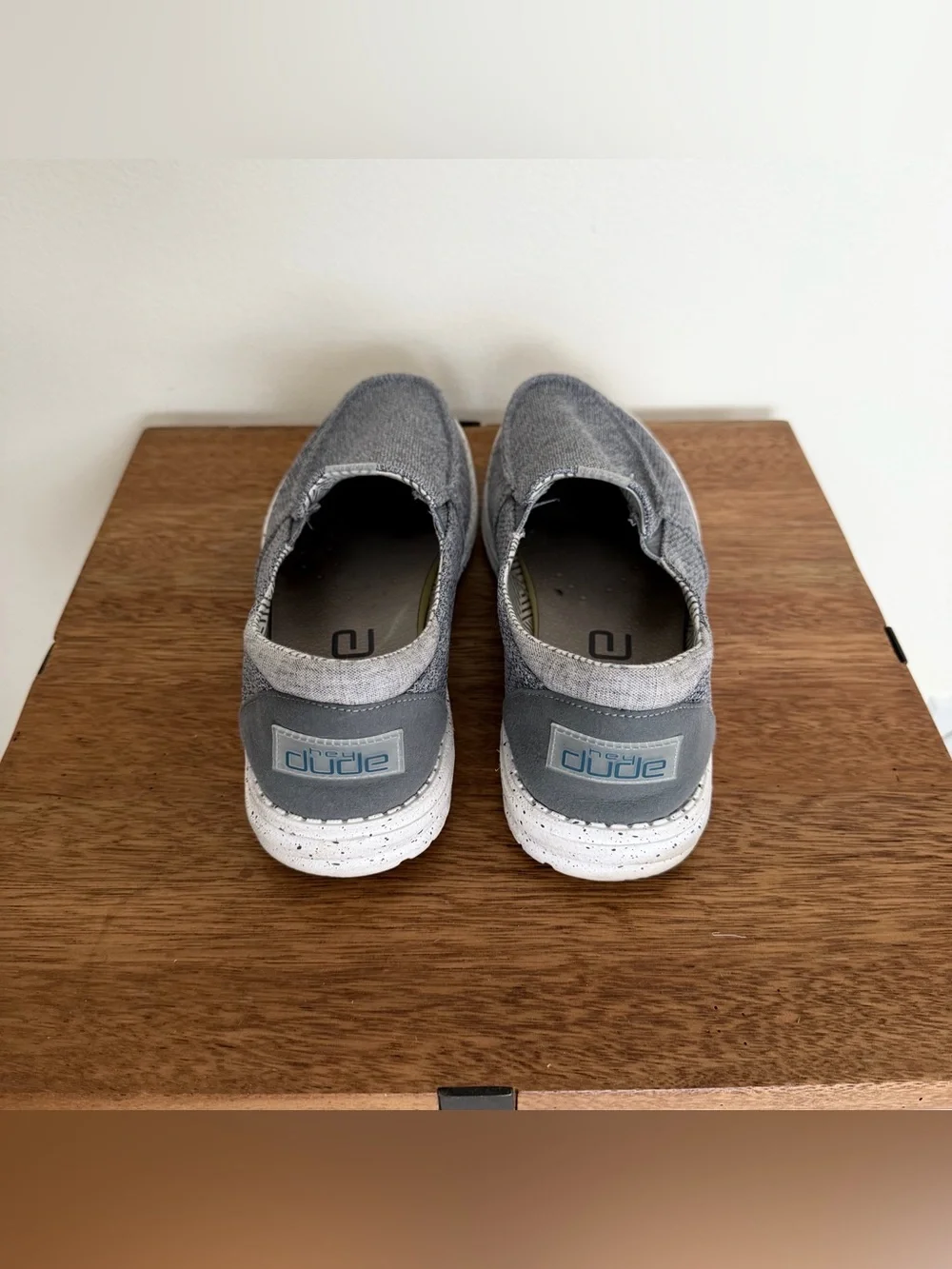 Hey Dude Wally Chambray Slip-Ons - Grey with White Sole